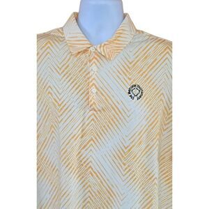 Adidas XL Mens Memorial Tournament Polo Shirt Yellow White Chevrons PGA golf